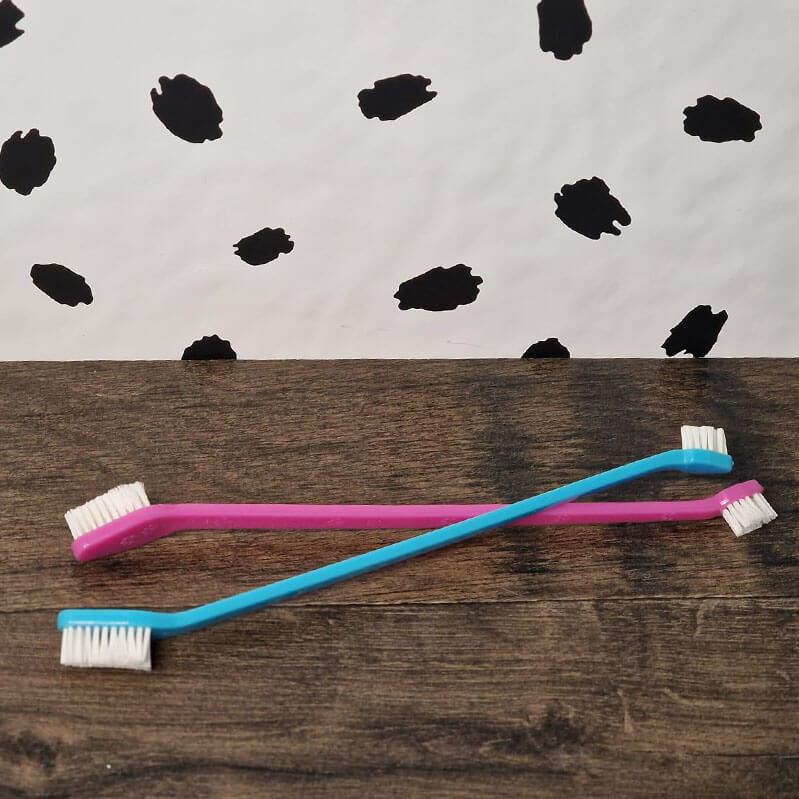 Double sided pet toothbrush (neon pink)